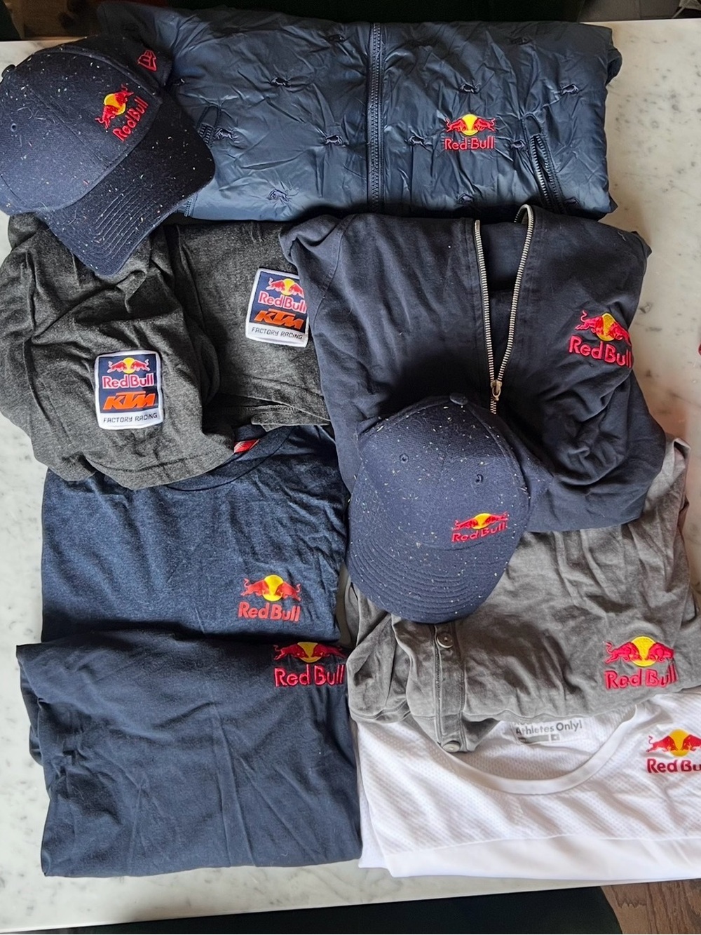 LOT 10 Items Red Bull Men / Womens Tee Shirts, Hats, Zip Up Vest Field Marketing